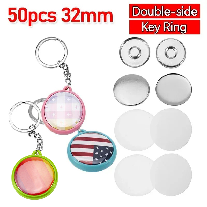 Button Badge Blank - 50pcs/Set 32mm Double-side Keychain Badge Button