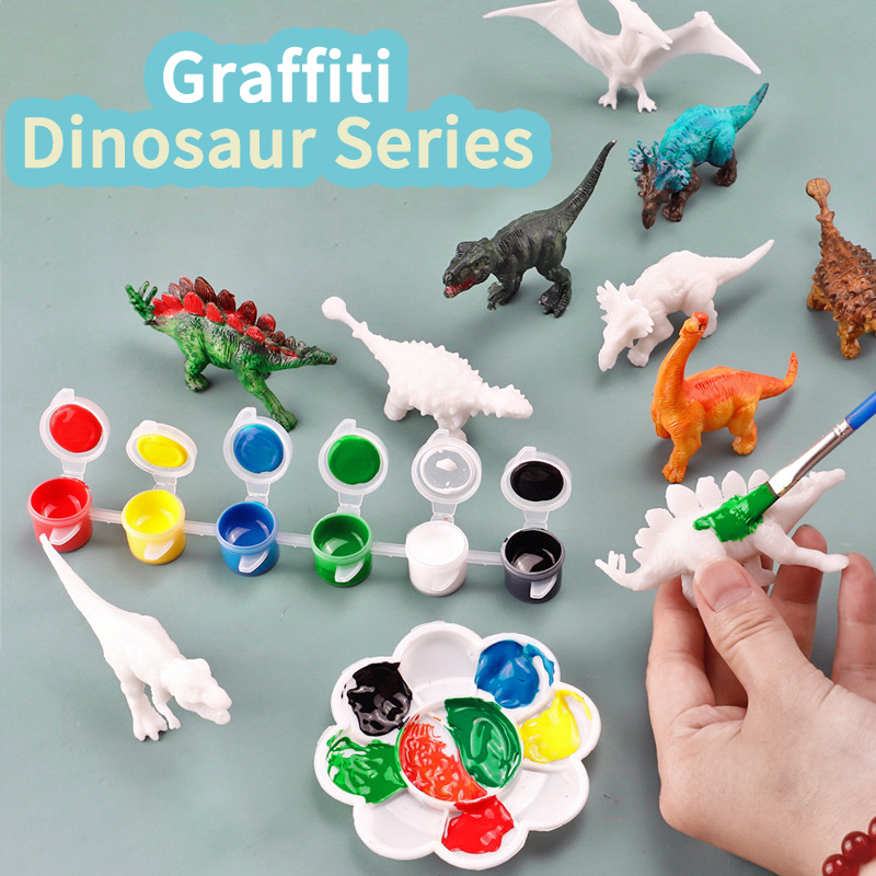 6pcs/8pcs, DIY Coloring Dinosa - مراجعة Puzzle Blank White وسعره