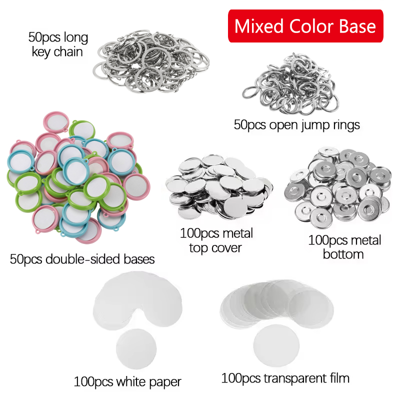 50Pcs/Set DIY Double-Side Key  - مراجعة Button Badge Blank وسعره