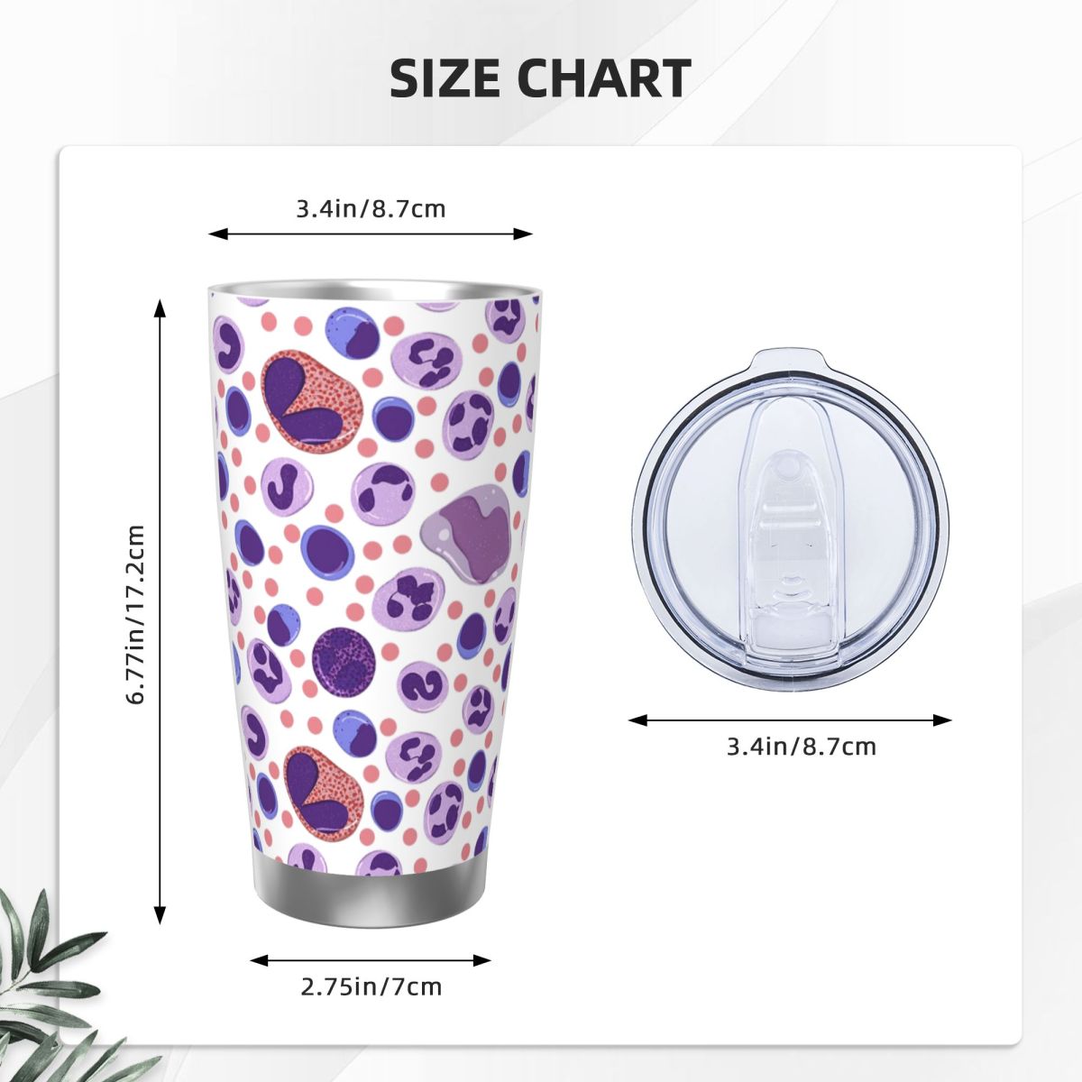 Large White Blood Cell Pattern - مراجعة Tumbler 20Oz White وسعره