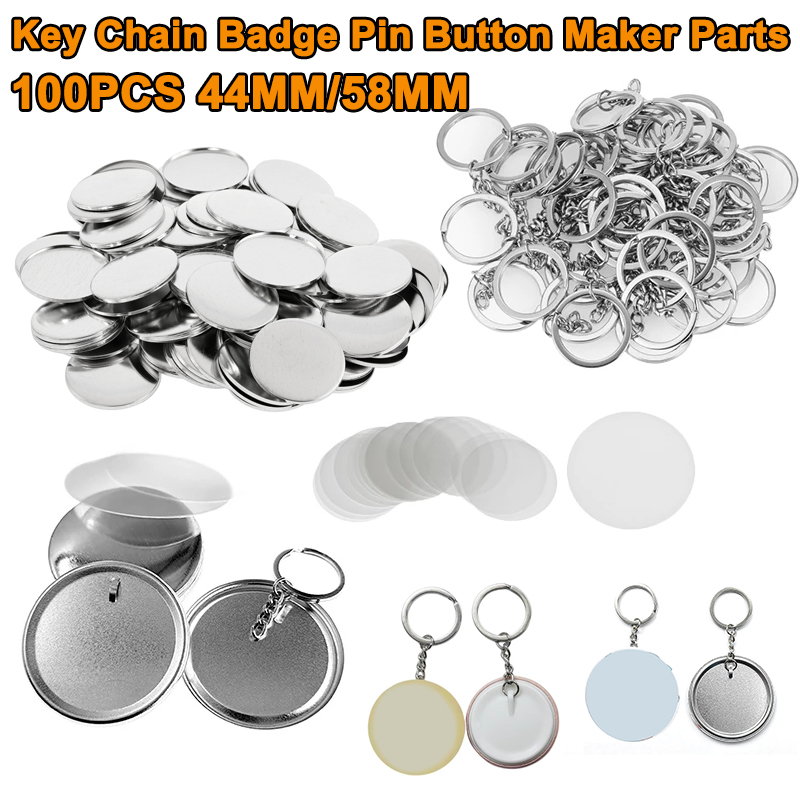 100PCS 44MM 58MM Plastic Metal - مراجعة Button Badge Blank وسعره