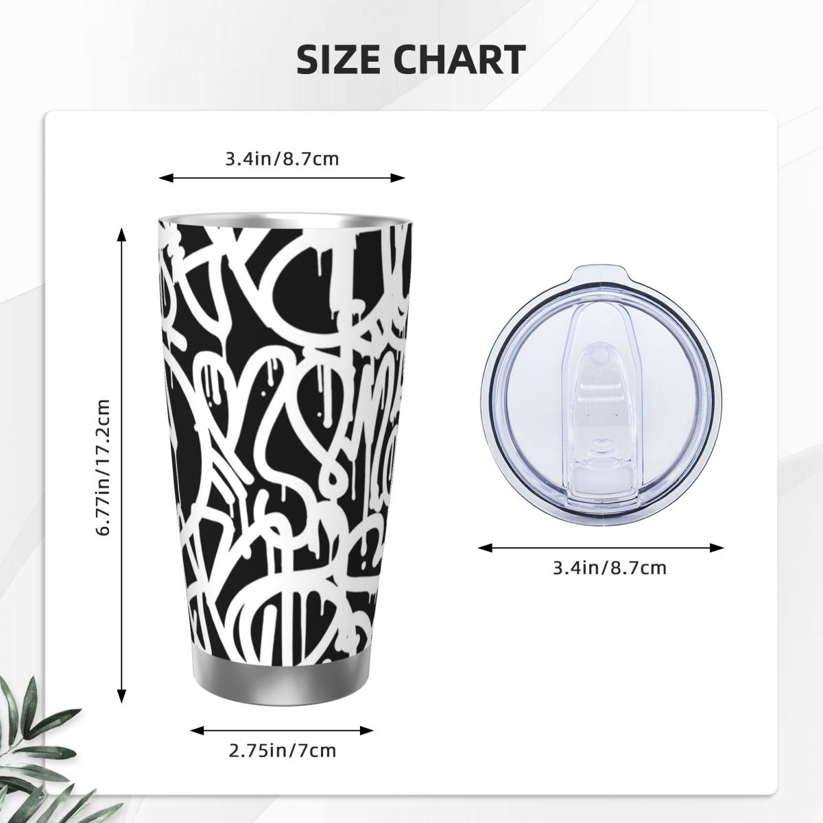Black And White Graffiti Stain - مراجعة Tumbler 20Oz White وسعره