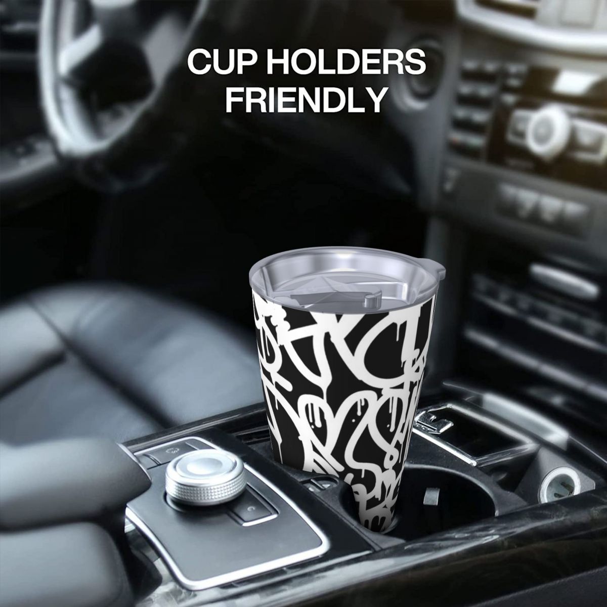 Black And White Graffiti Stain - مراجعة Tumbler 20Oz White وسعره