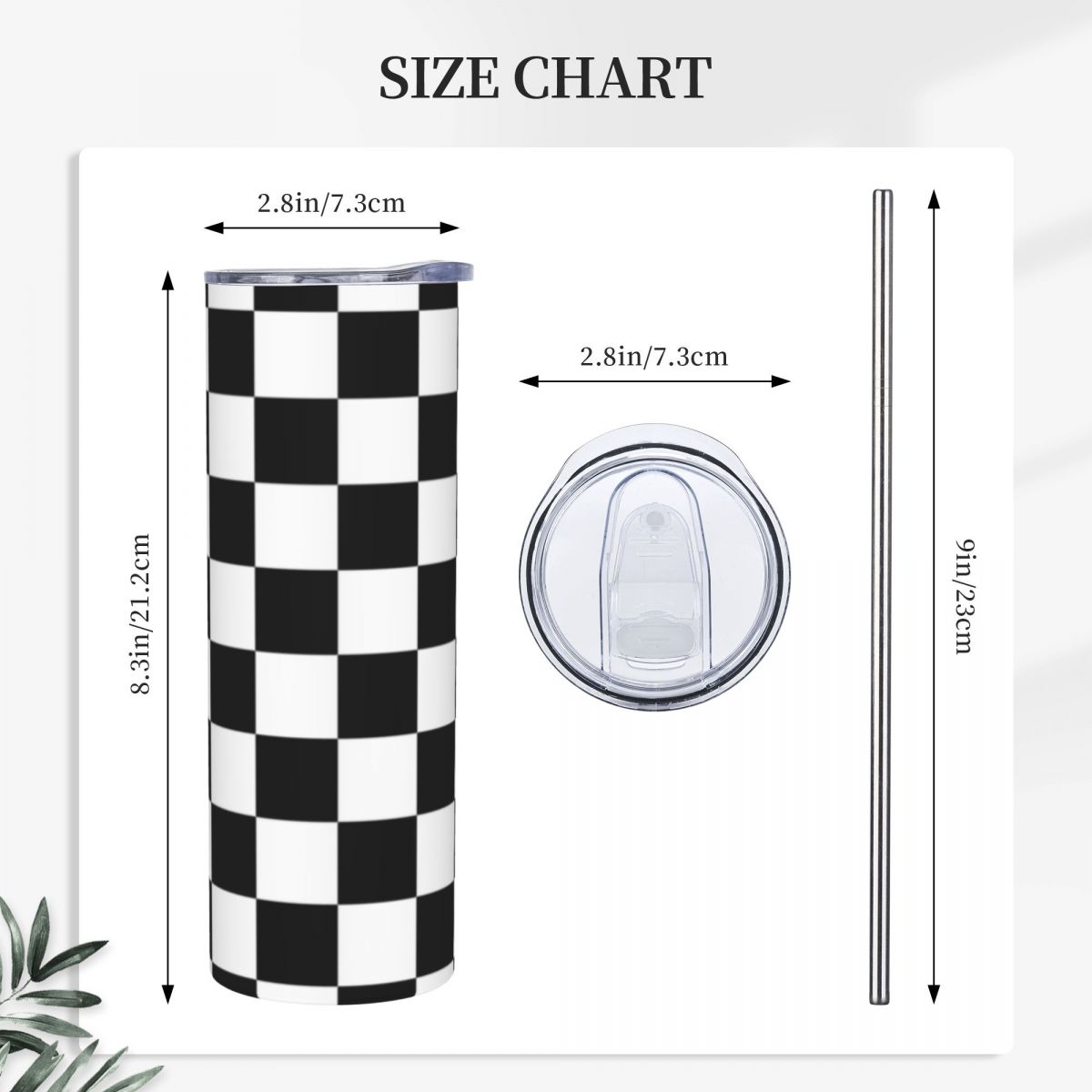 Black And White Checkerboard S - مراجعة Tumbler 20Oz White وسعره