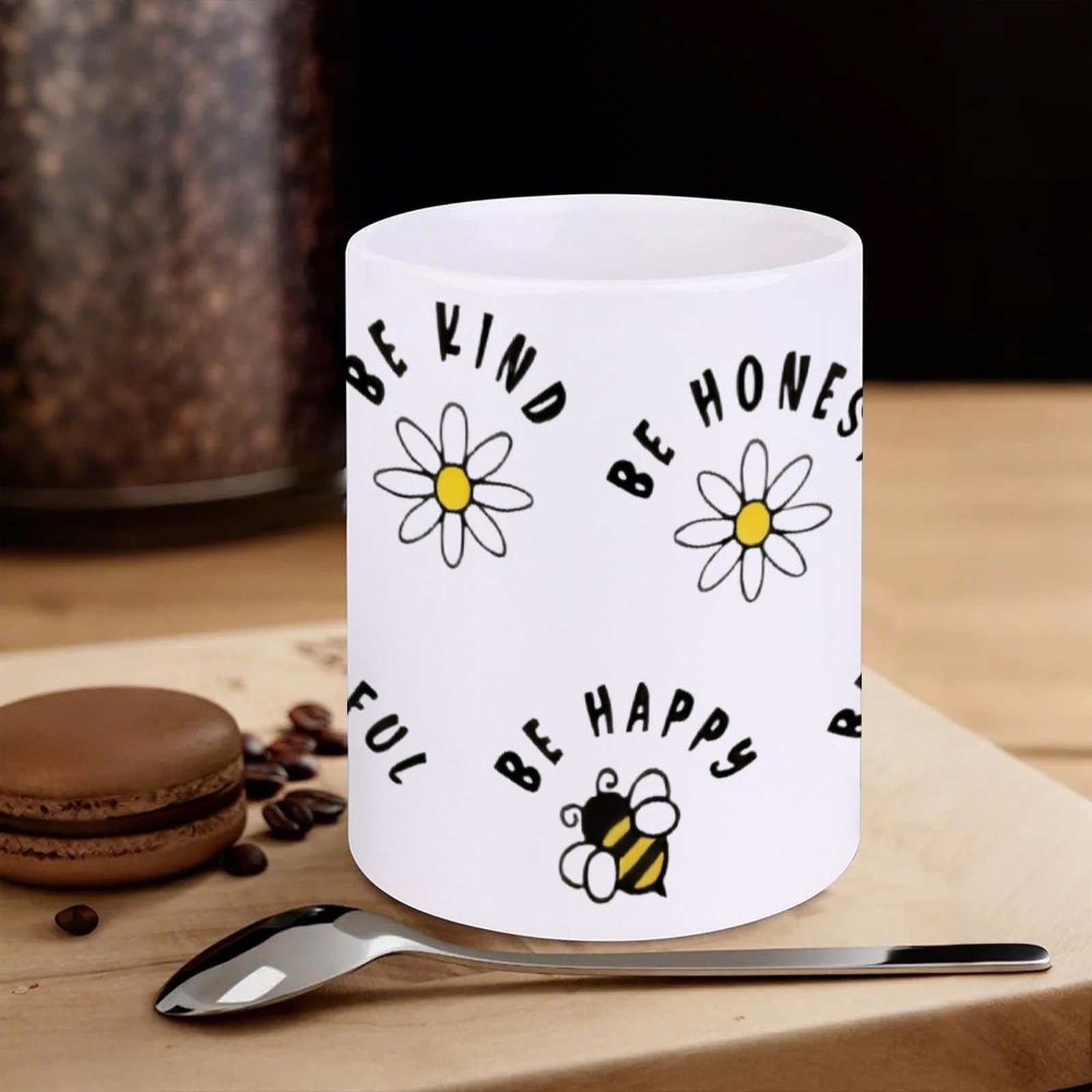 Four Stickers With Bees And Da - مراجعة Sublimation Mug White وسعره