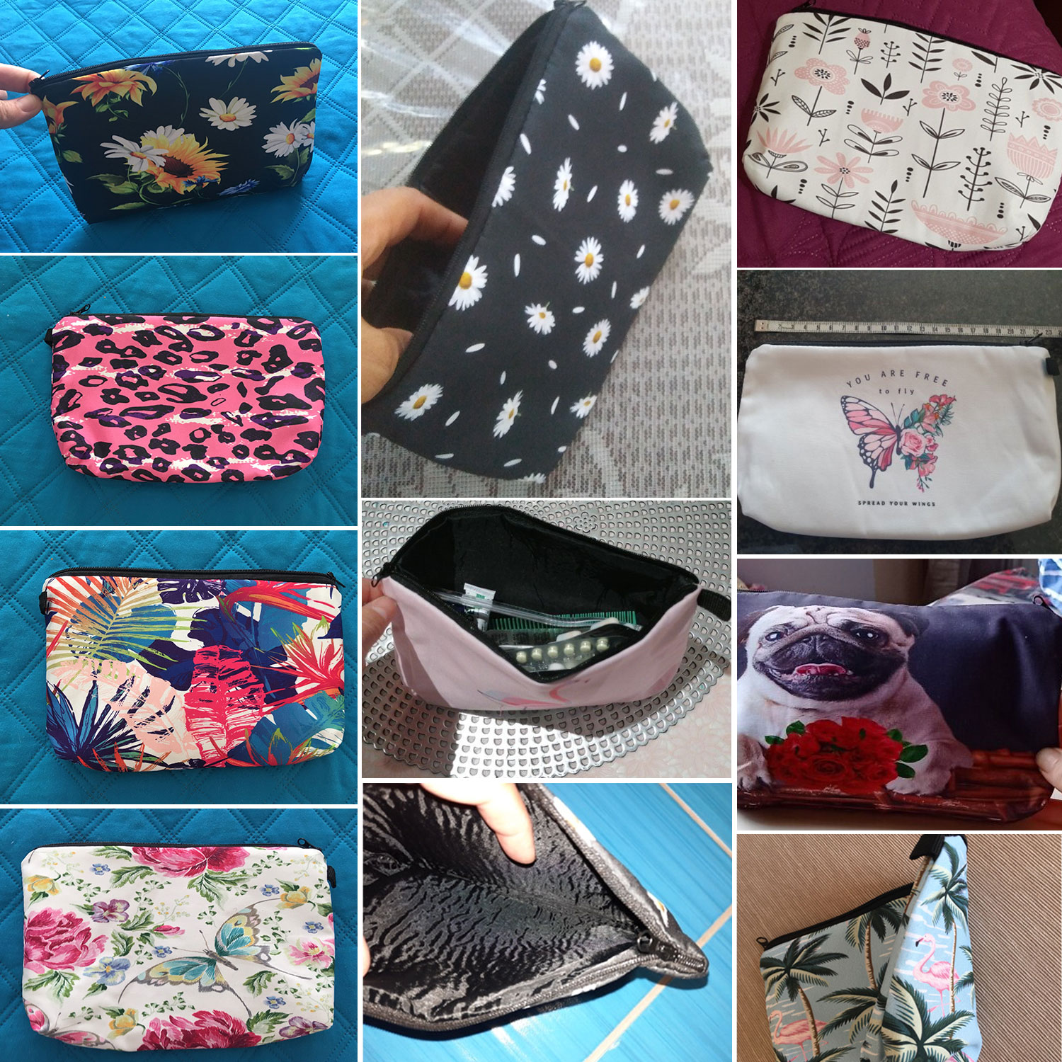Bright Red Rose Print Cosmetic - مراجعة Pillow Cover Sublimation وسعره