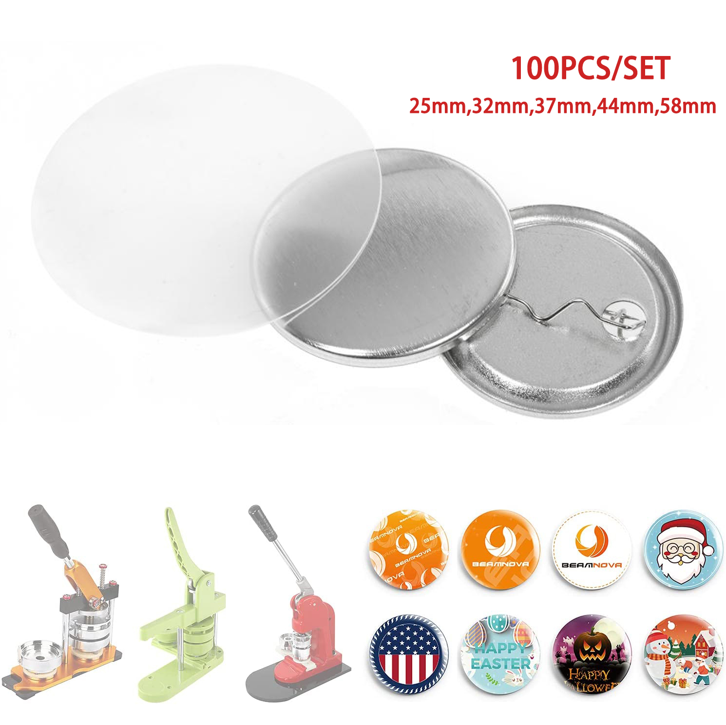 100PCS Metal Back Badge Button - مراجعة Button Badge Blank وسعره