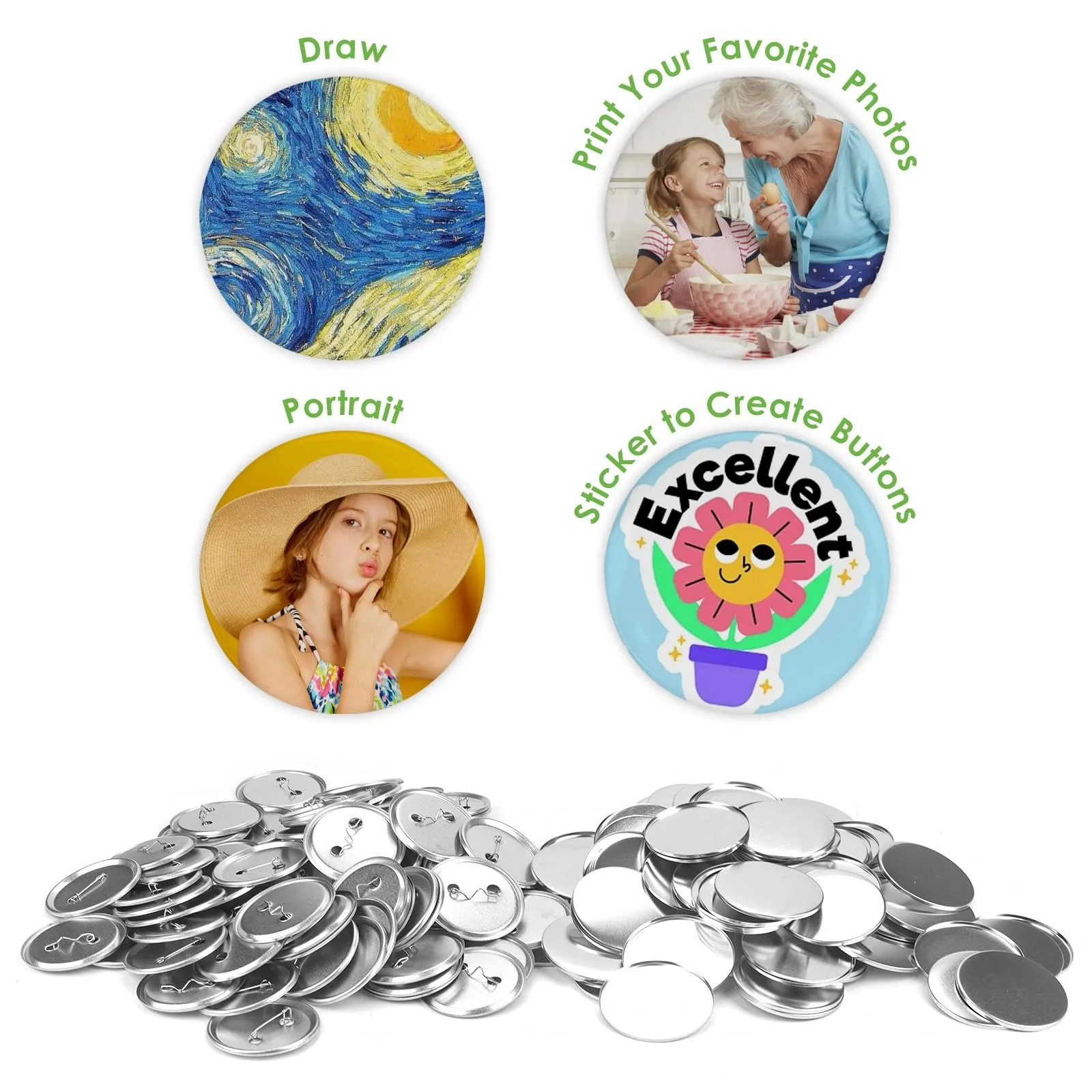 100PCS Blank Button Making Sup - مراجعة Button Badge Blank وسعره