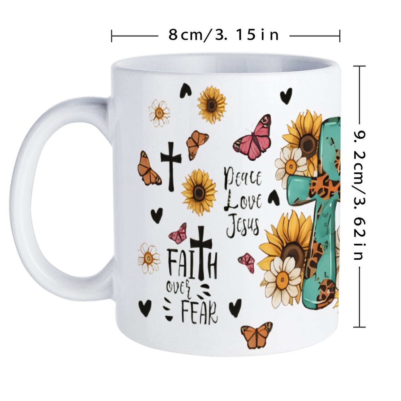 A Cross Surrounded By Sunflowe - مراجعة Sublimation Mug White وسعره