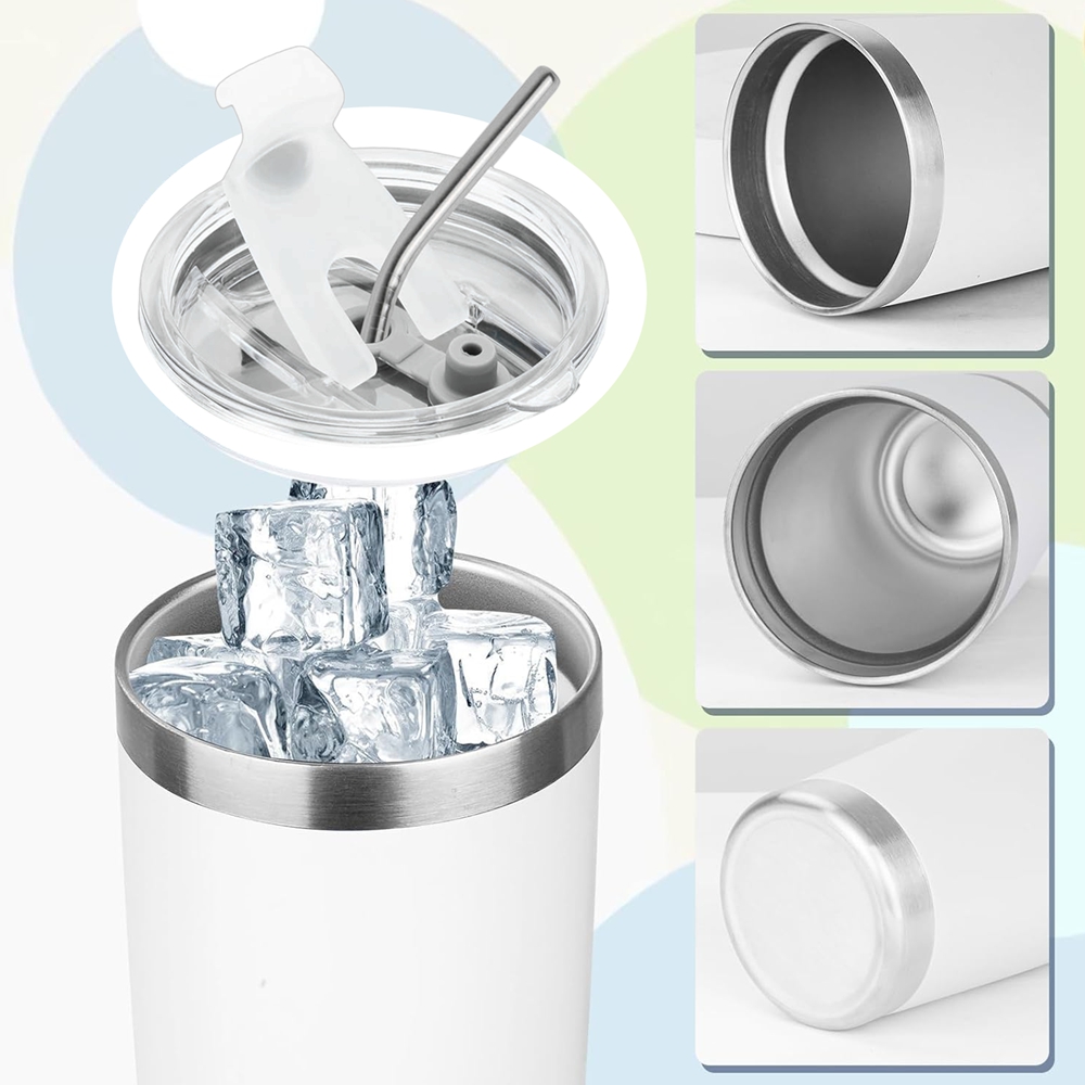 20oz Tumbler Mug with Lid and  - مراجعة Tumbler 20Oz White وسعره