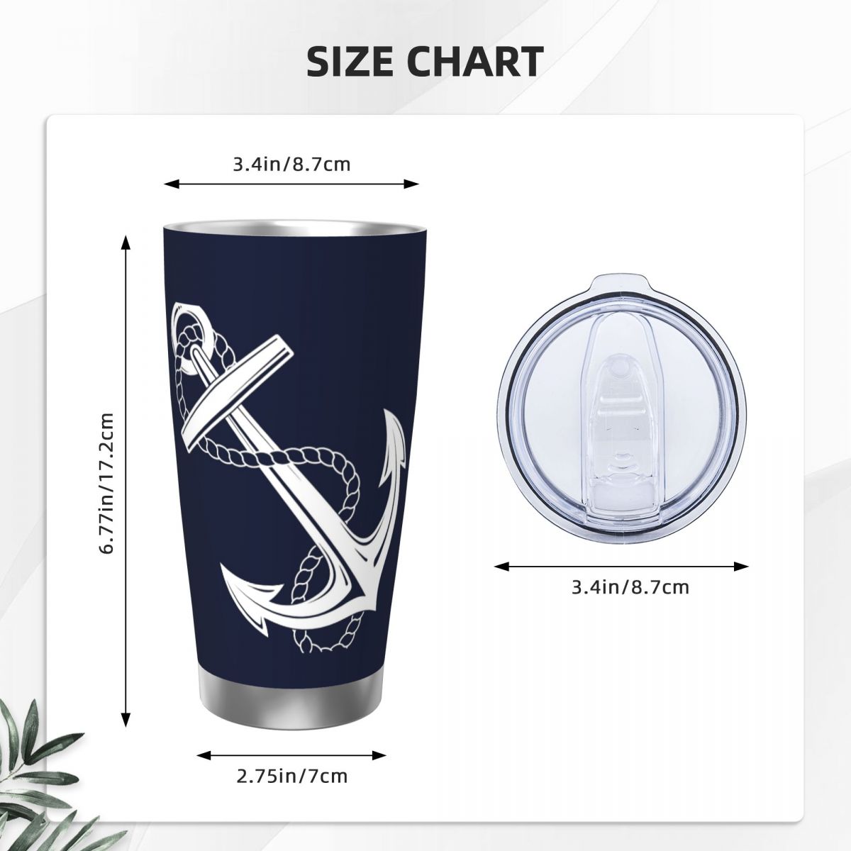 Anchor Nautical White & Navy S - مراجعة Tumbler 20Oz White وسعره