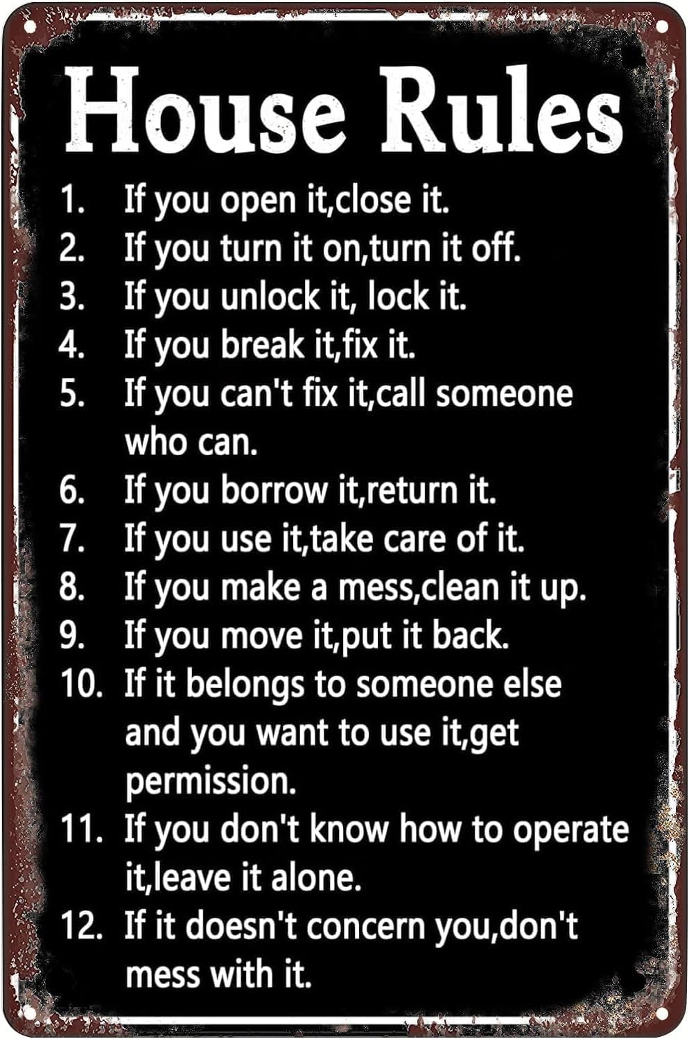House Rules Vintage Metal Sign - مراجعة Yard Sign Blank وسعره